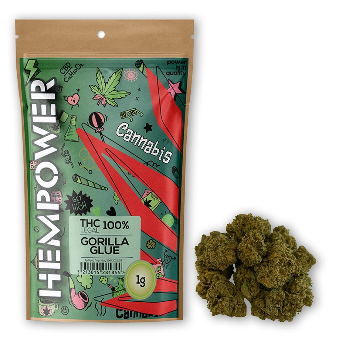 hempower-red-leaf-an8os-kannabhs-gorilla-glue-1g-join club Hempower Red Leaf Ανθός Κάνναβης "Gorilla Glue" 1g - Image 1