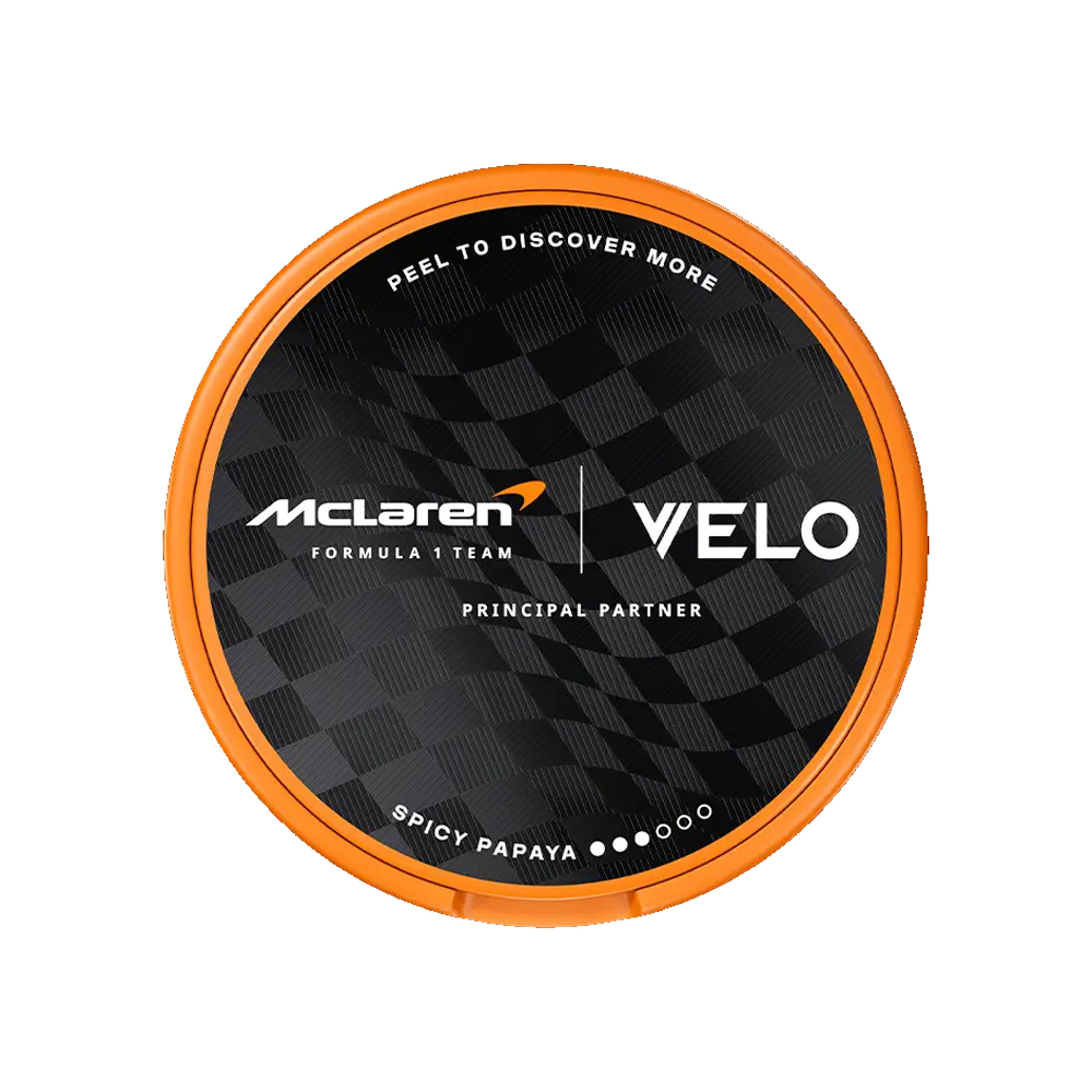 Velo-McLaren-spicy-papaya-join-club Velo Limited Edition Nicotine Pouches McLaren Spicy Papaya 6mg - Image 1
